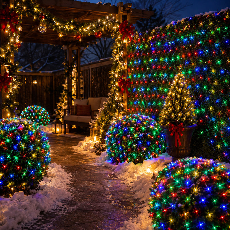 The Holiday Aisle® Christmas Net Lights Outdoor 360 Led 12ftx5ft